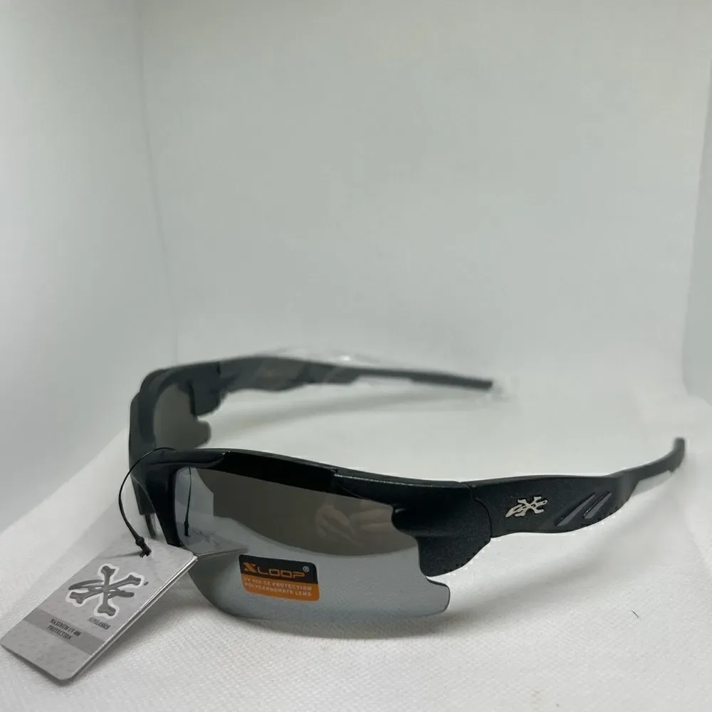 X-Loop Semi Rimless Wrap Mirrored Sunglasses